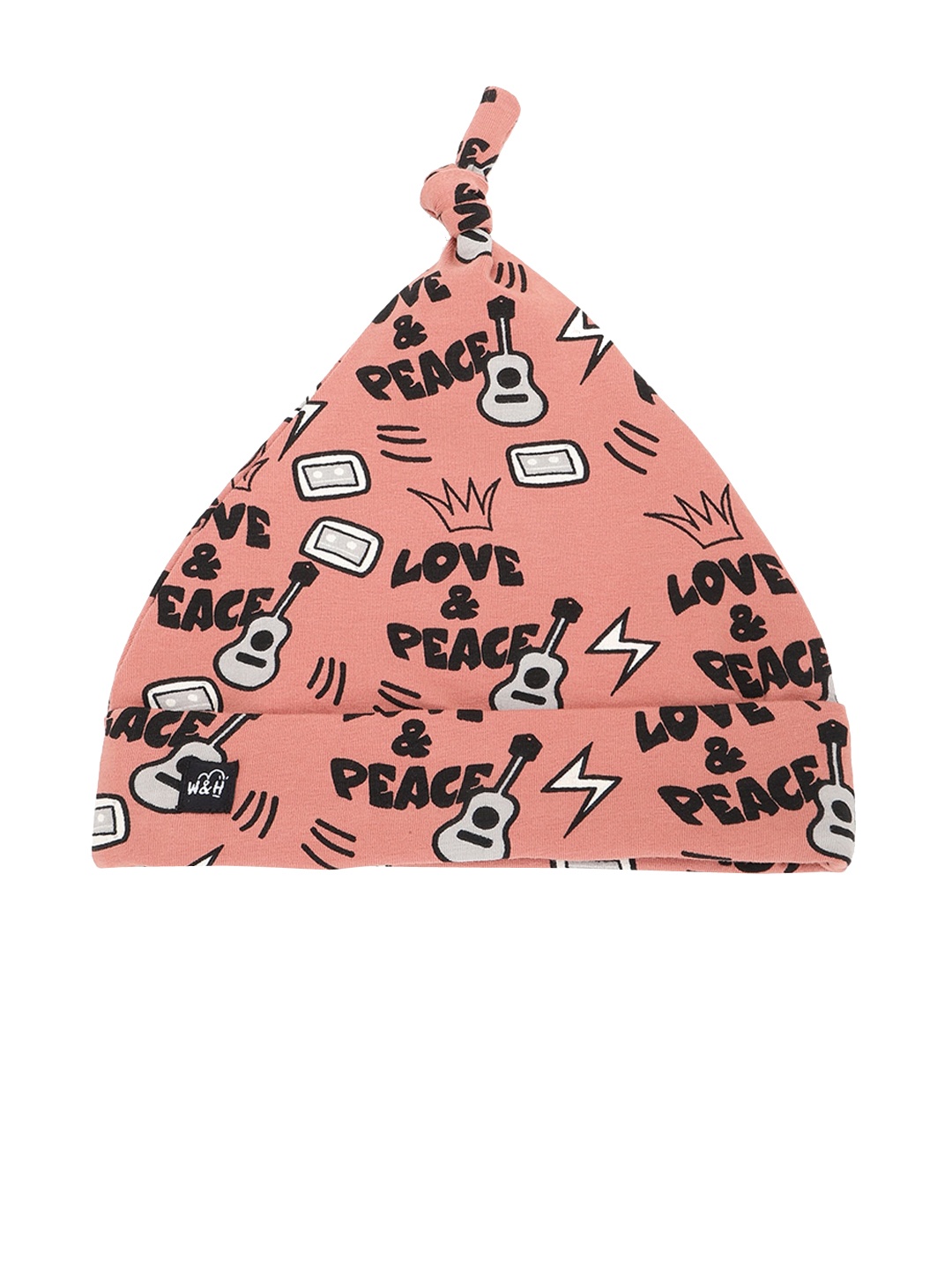 

Whistle & Hops Unisex Kids Pink & Black Printed Sustainable Beanie