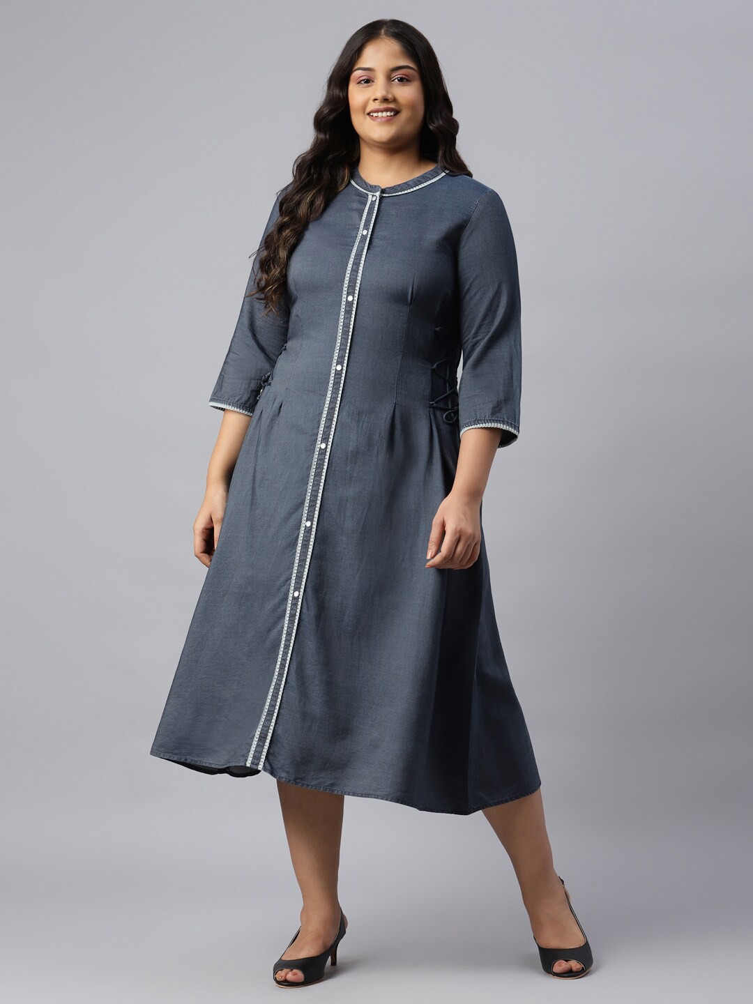 

AURELIA Blue A-Line Midi Dress