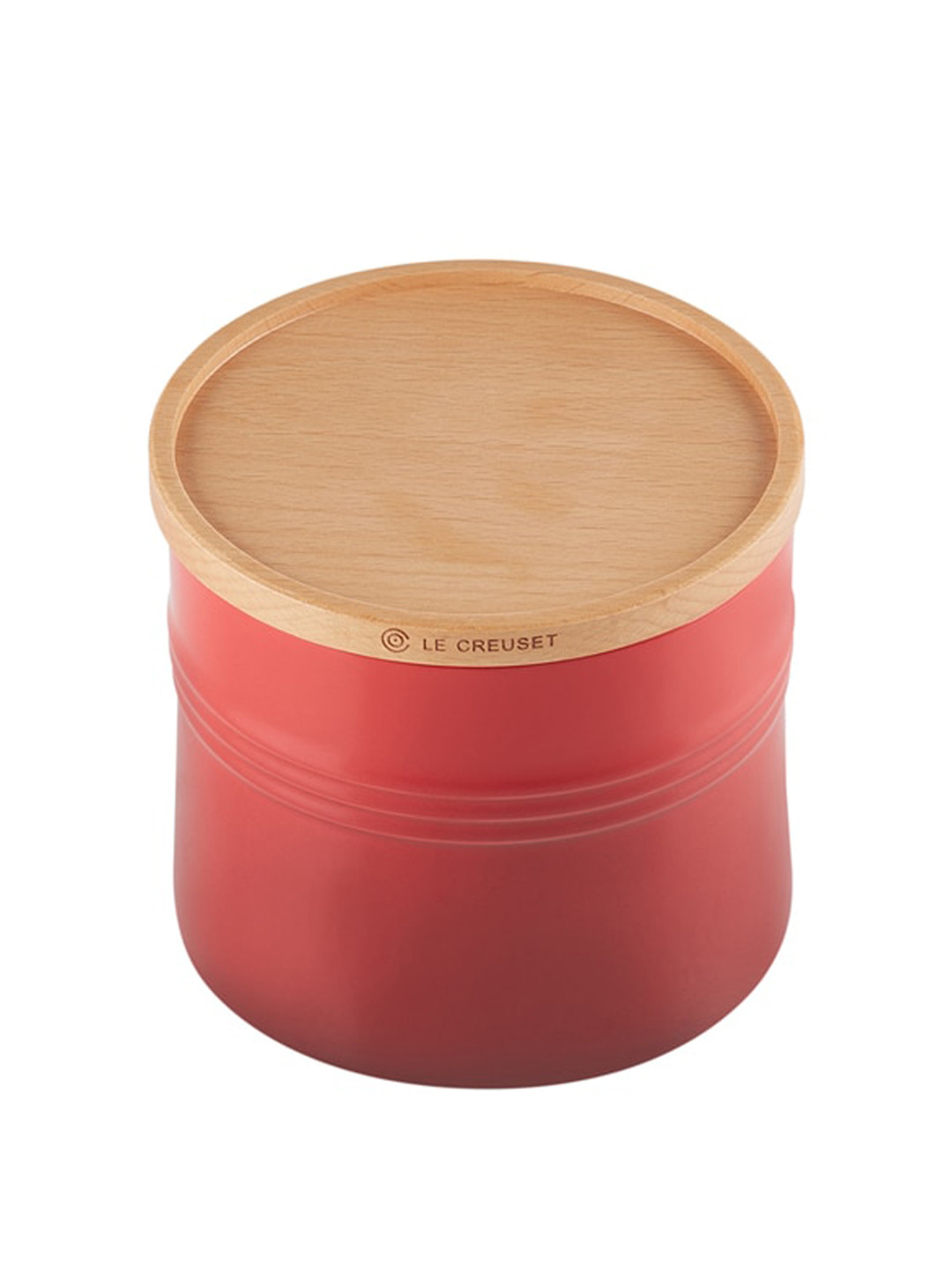 

LE CREUSET Adults Red Stoneware Large Storage Jar with Wood Lid