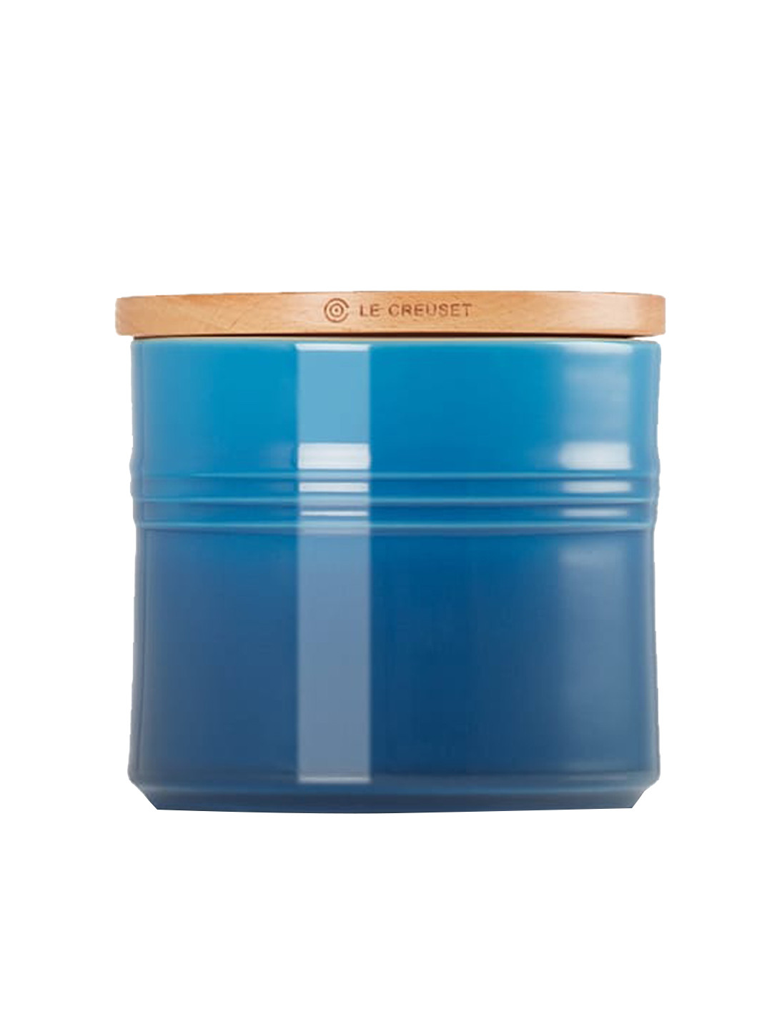 

LE CREUSET Teal Blue Stoneware Storage Jar With Wood Lid