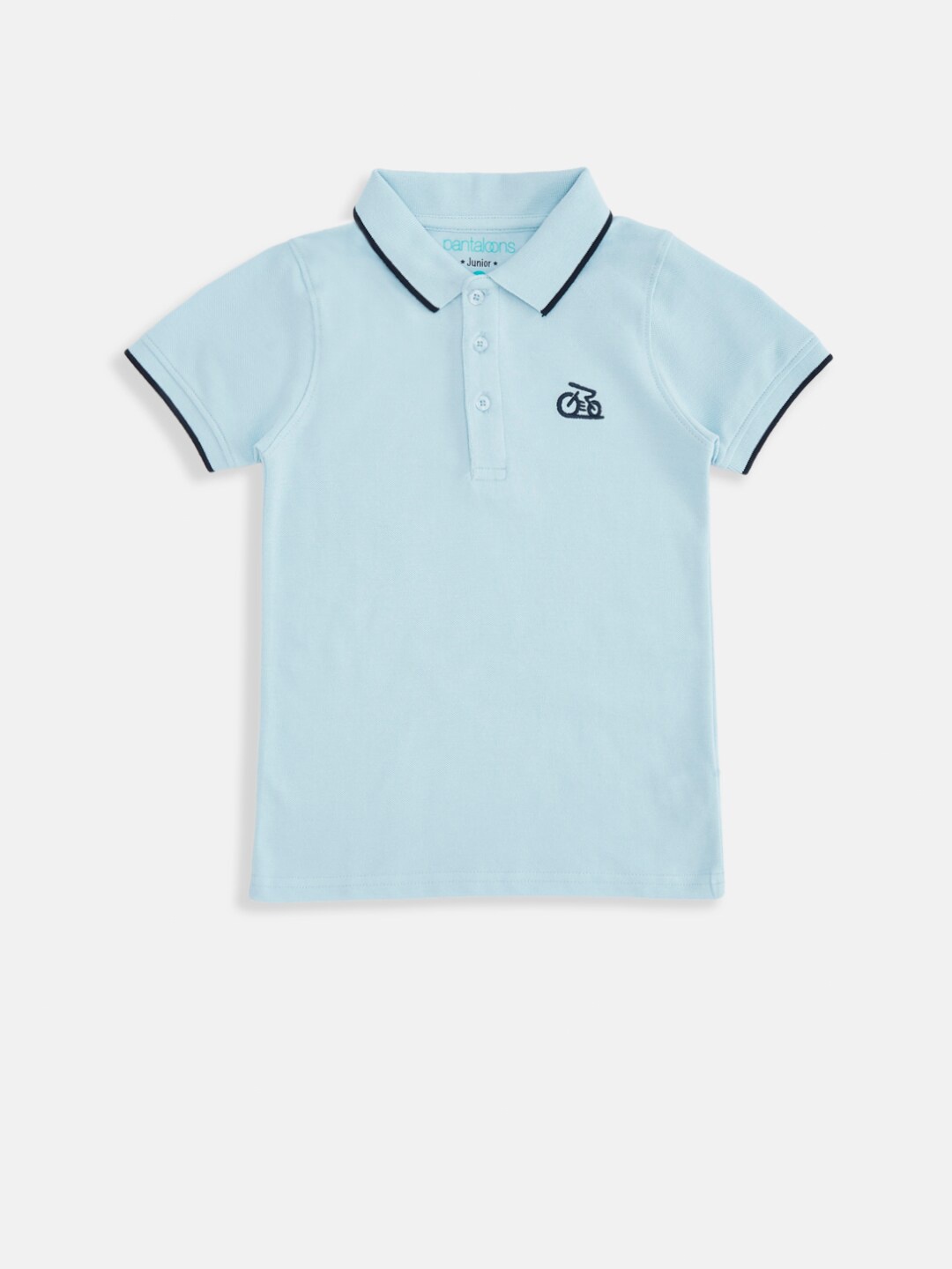 

Pantaloons Junior Boys Blue Solid Cotton Polo Collar T-shirt