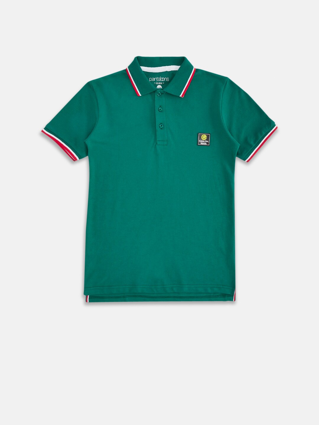 

Pantaloons Junior Boys Green Polo Collar T-shirt