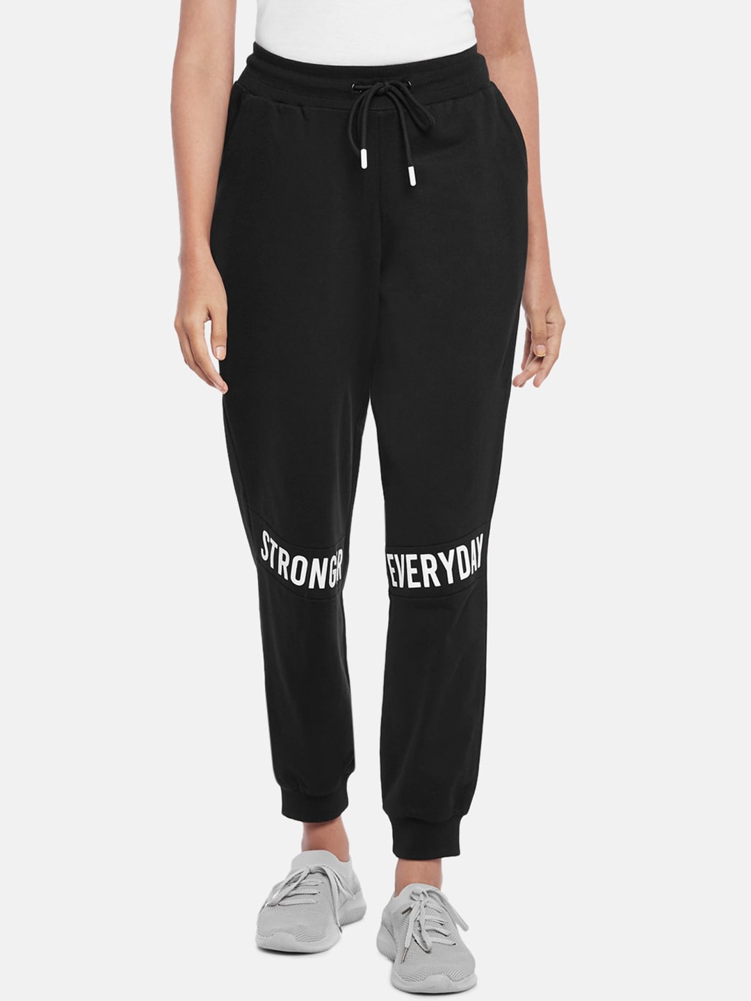 

Ajile by Pantaloons Women Black Solid Cotton Joggers