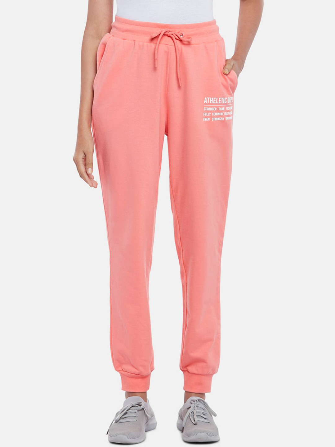 

Ajile by Pantaloons Women Coral Solid Cotton Joggers