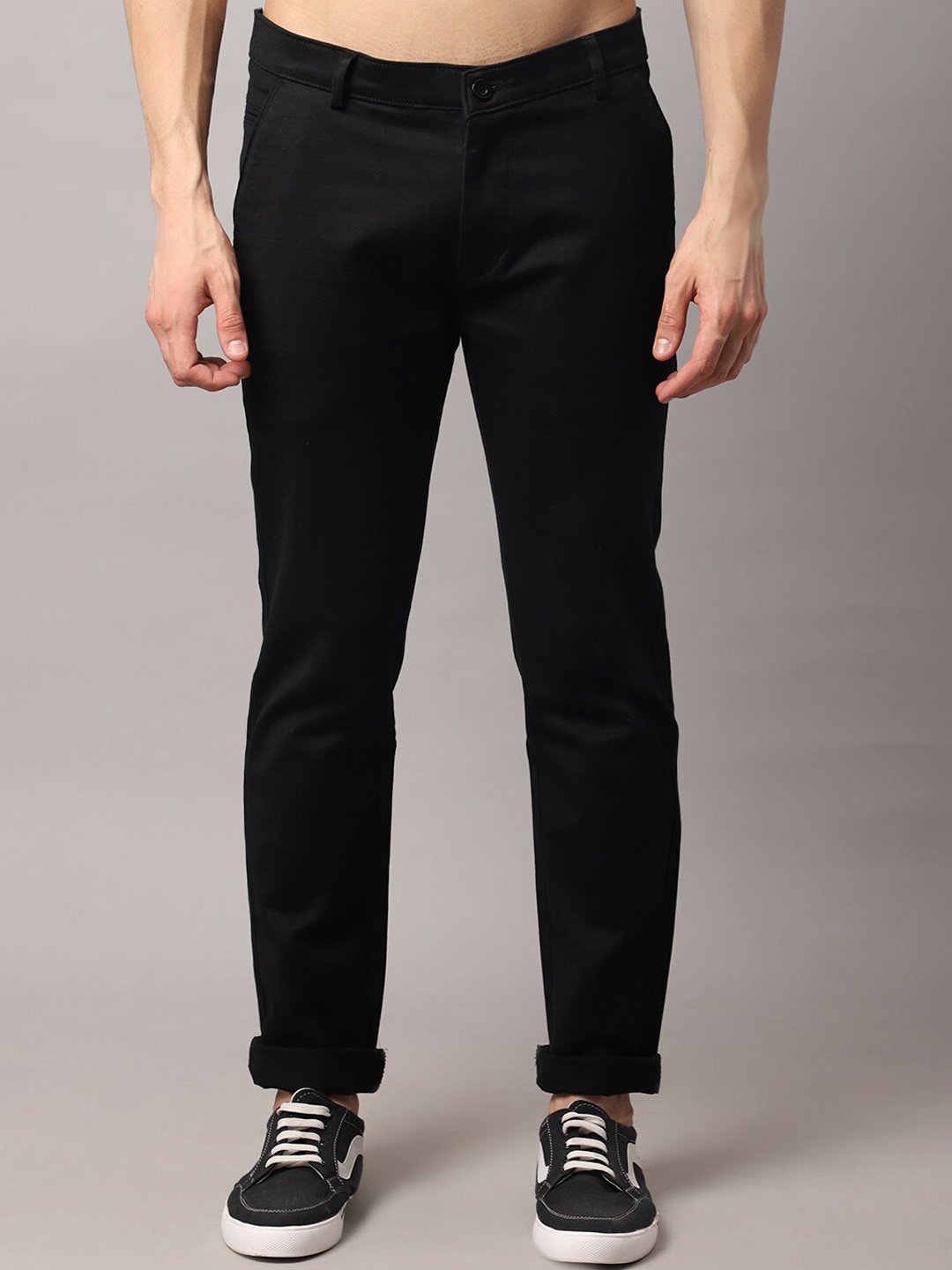 

Rodamo Men Black Slim Fit Chinos Trousers