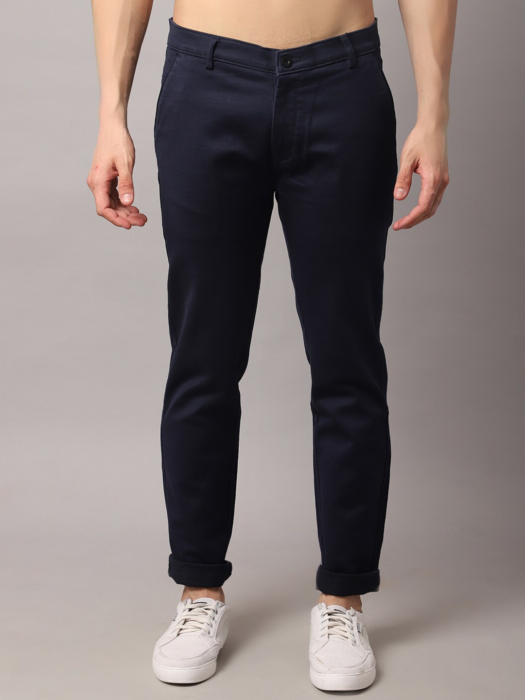 

Rodamo Men Navy Blue Slim Fit Chinos Trousers