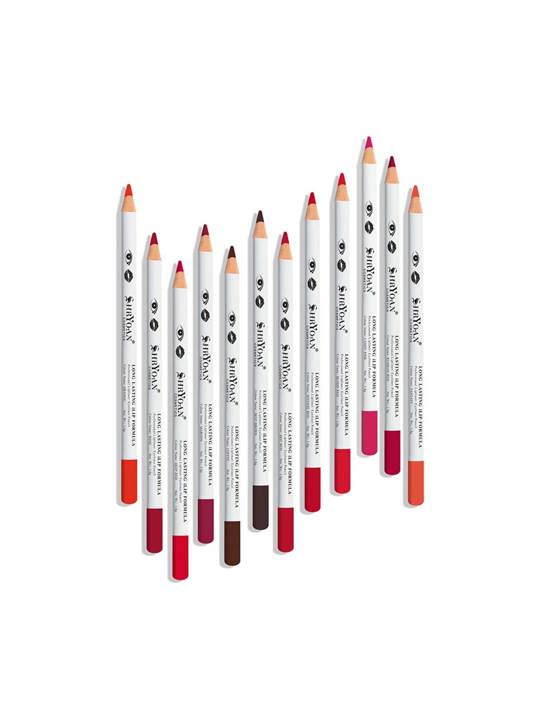 

SHRYOAN Set of 12 Long Lasting ILip Formula Lip Liner & Eyeliner Pencil - 02, Multi