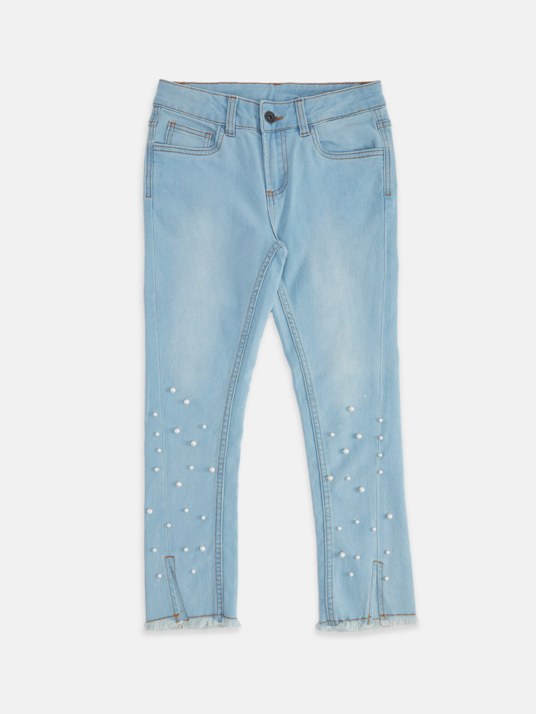 

Pantaloons Junior Girls Embelished Blue Jeans