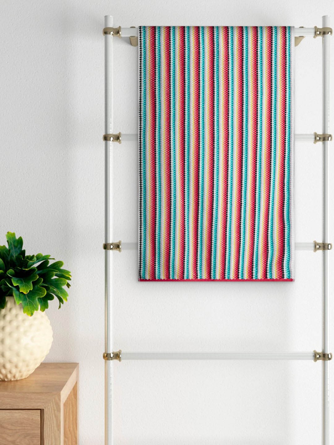 

Living scapes by Pantaloons Red & Blue Striped 600 GSM Cotton Bath Towels