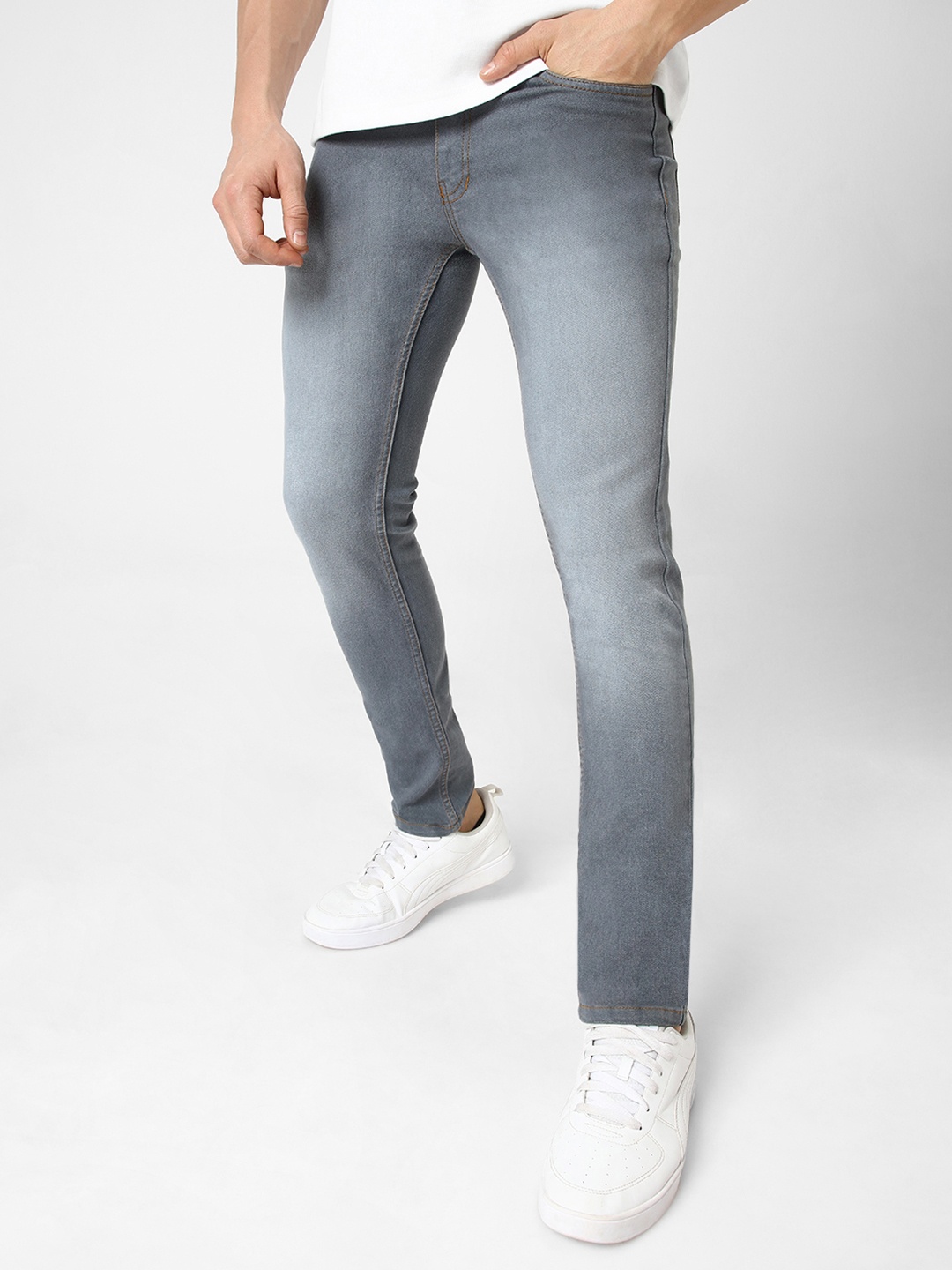 

Urbano Fashion Men Grey Slim Fit Light Fade Stretchable Jeans