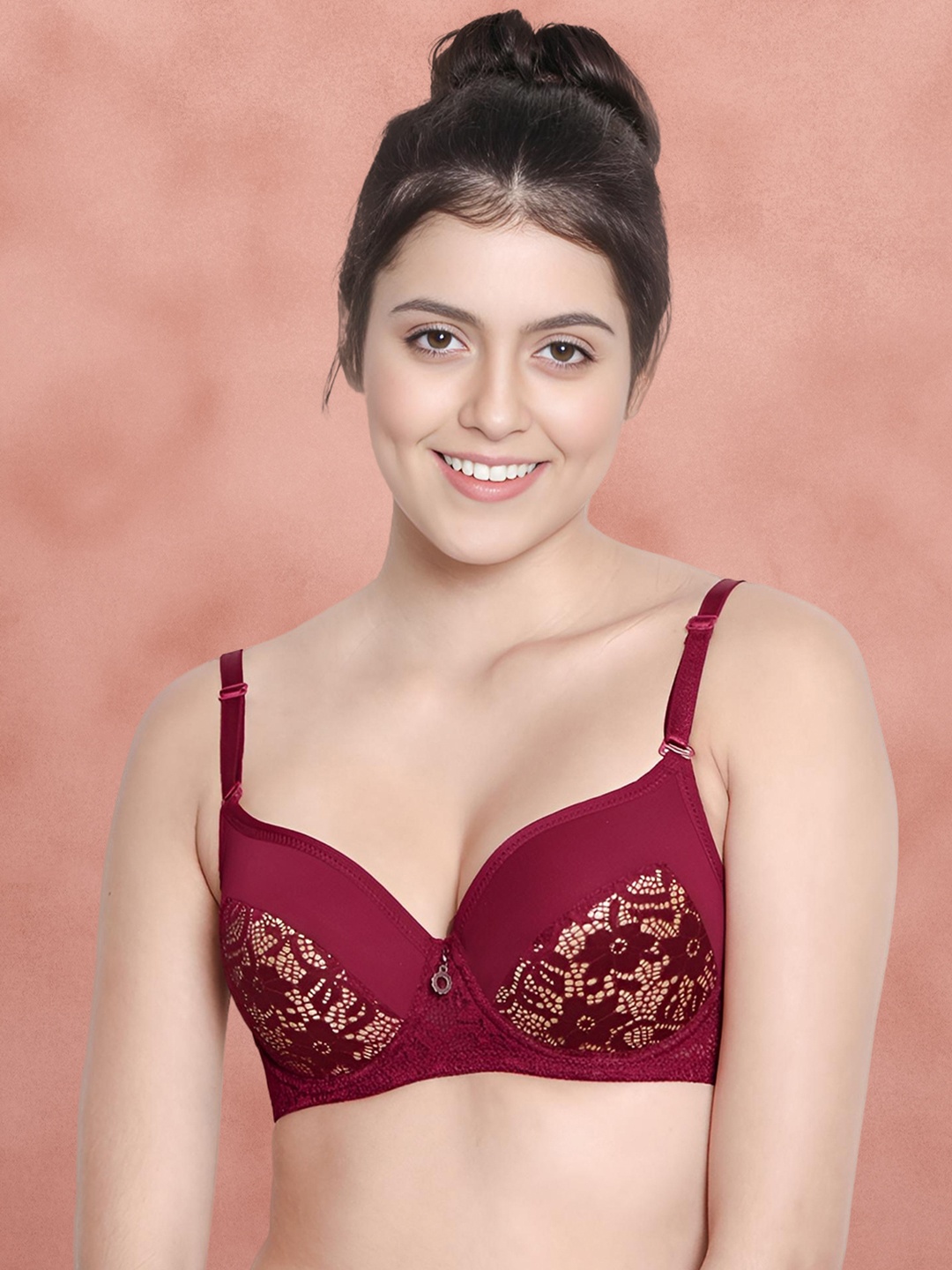 

Susie Red Abstract Bra Underwired Lightly Padded