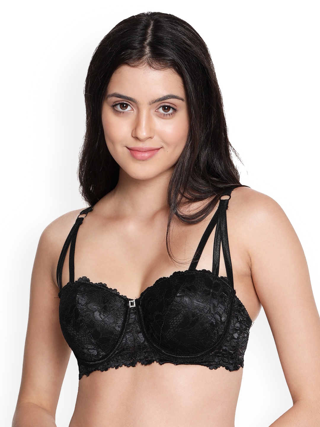 

Susie Black Balconette Bra - Underwired Lightly Padded