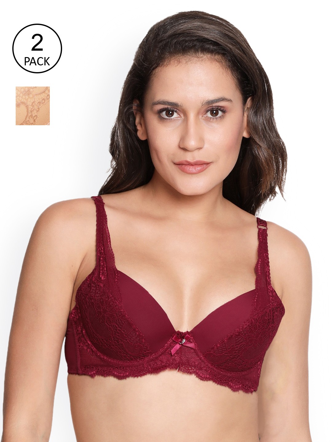 

Susie Beige & Red set of 2 Floral Bra Underwired Lightly Padded