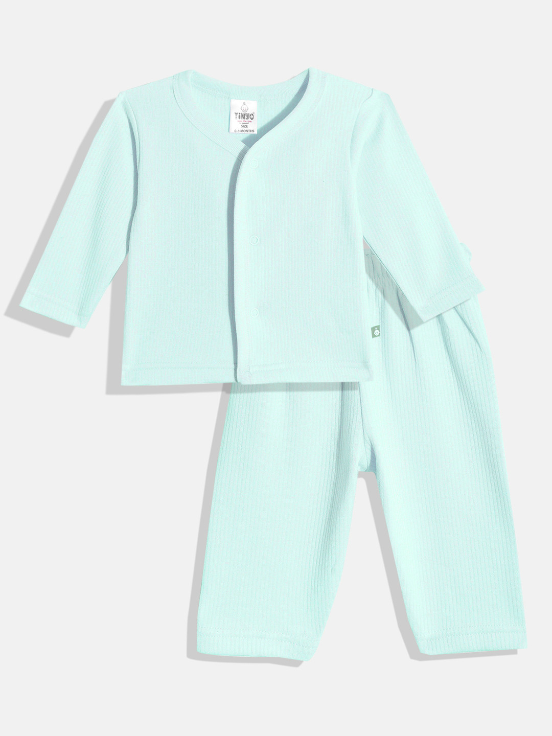 

TINYO Infants Sea Green Solid Pure Cotton Thermal Set