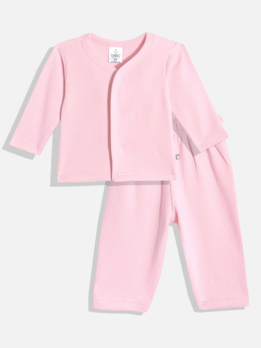 

TINYO Infants Pink Solid Pure Cotton Thermal Set