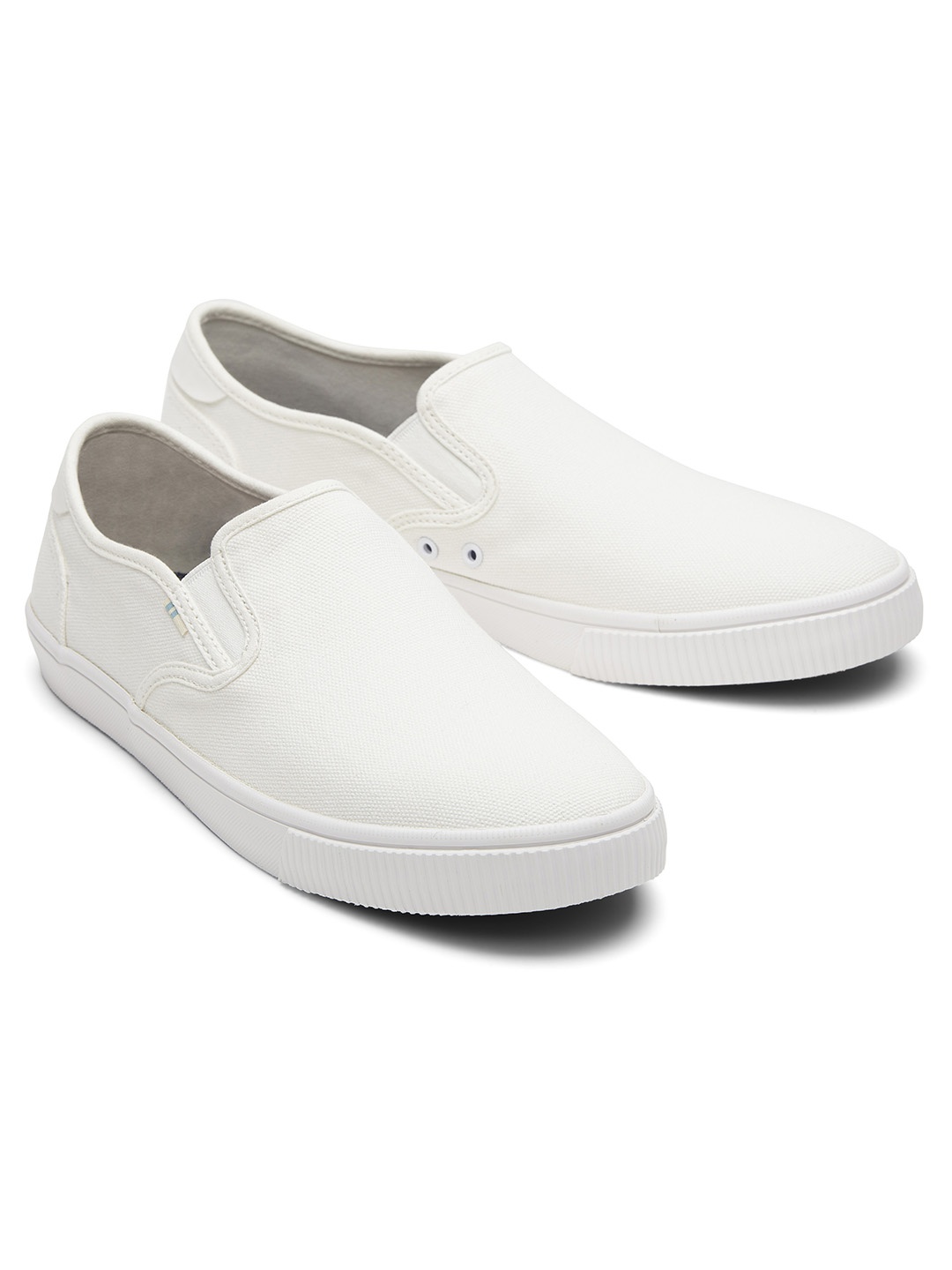 

TOMS Men White Textured Slip-On Sneakers