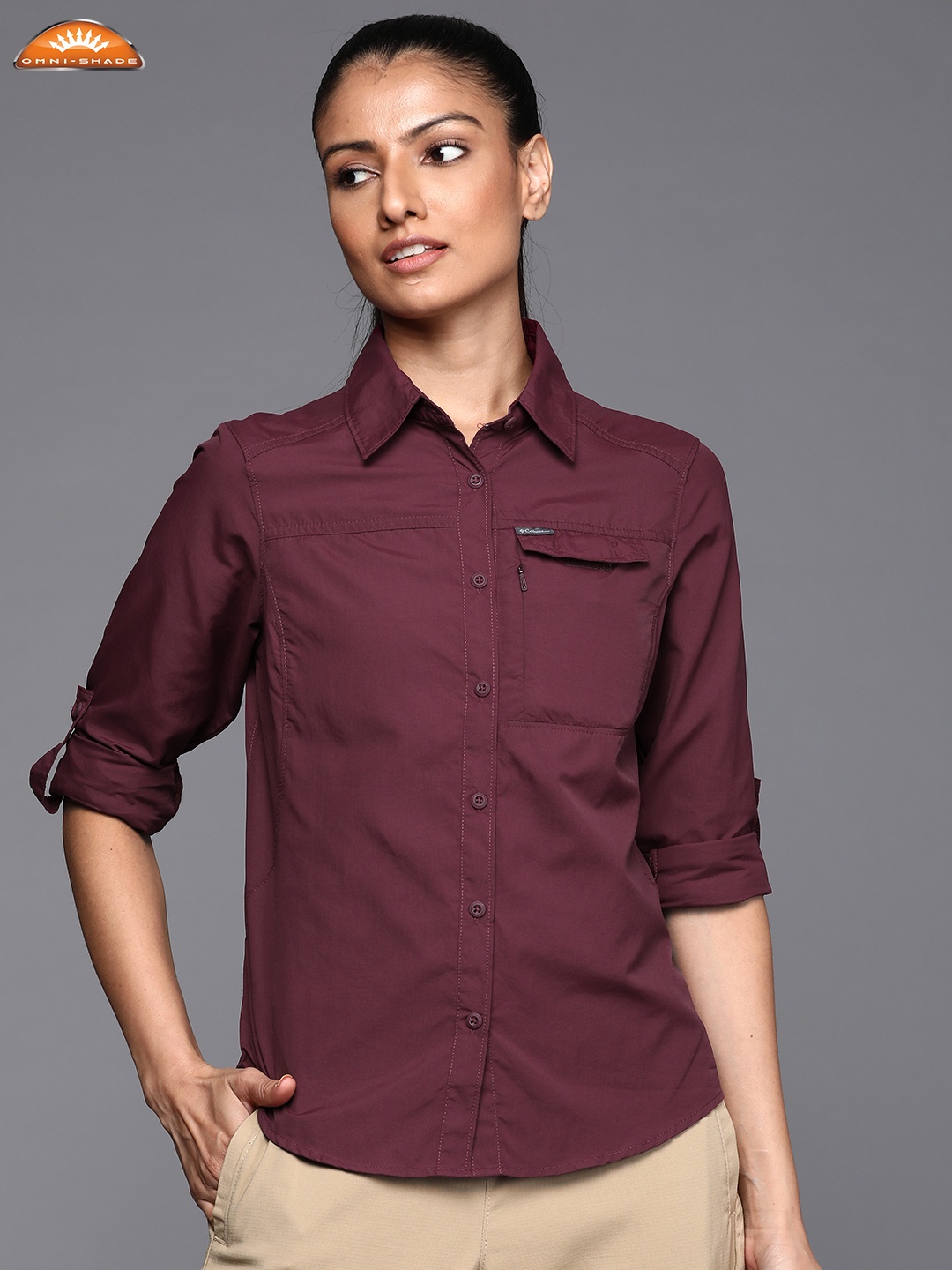 

Columbia Women Rust Brown Casual Shirt