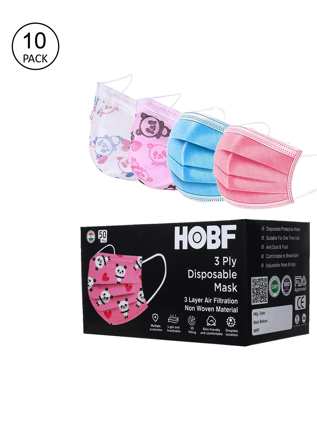

FROGGY Unisex Pack of 100 Assorted 3ply Mask