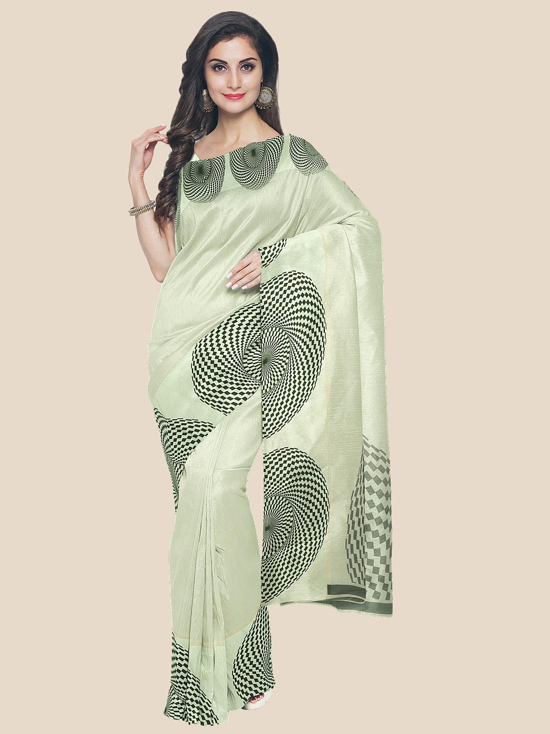 

Kalamandir Cream & Black Poly Georgette Saree