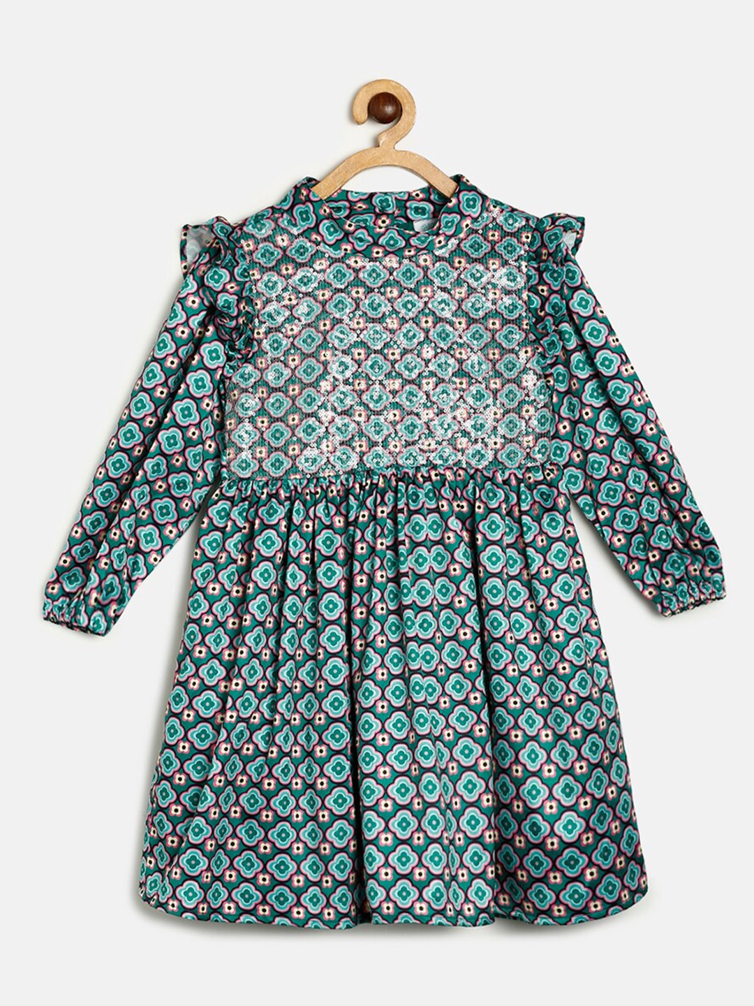 

MINI KLUB Green Floral A-Line Dress