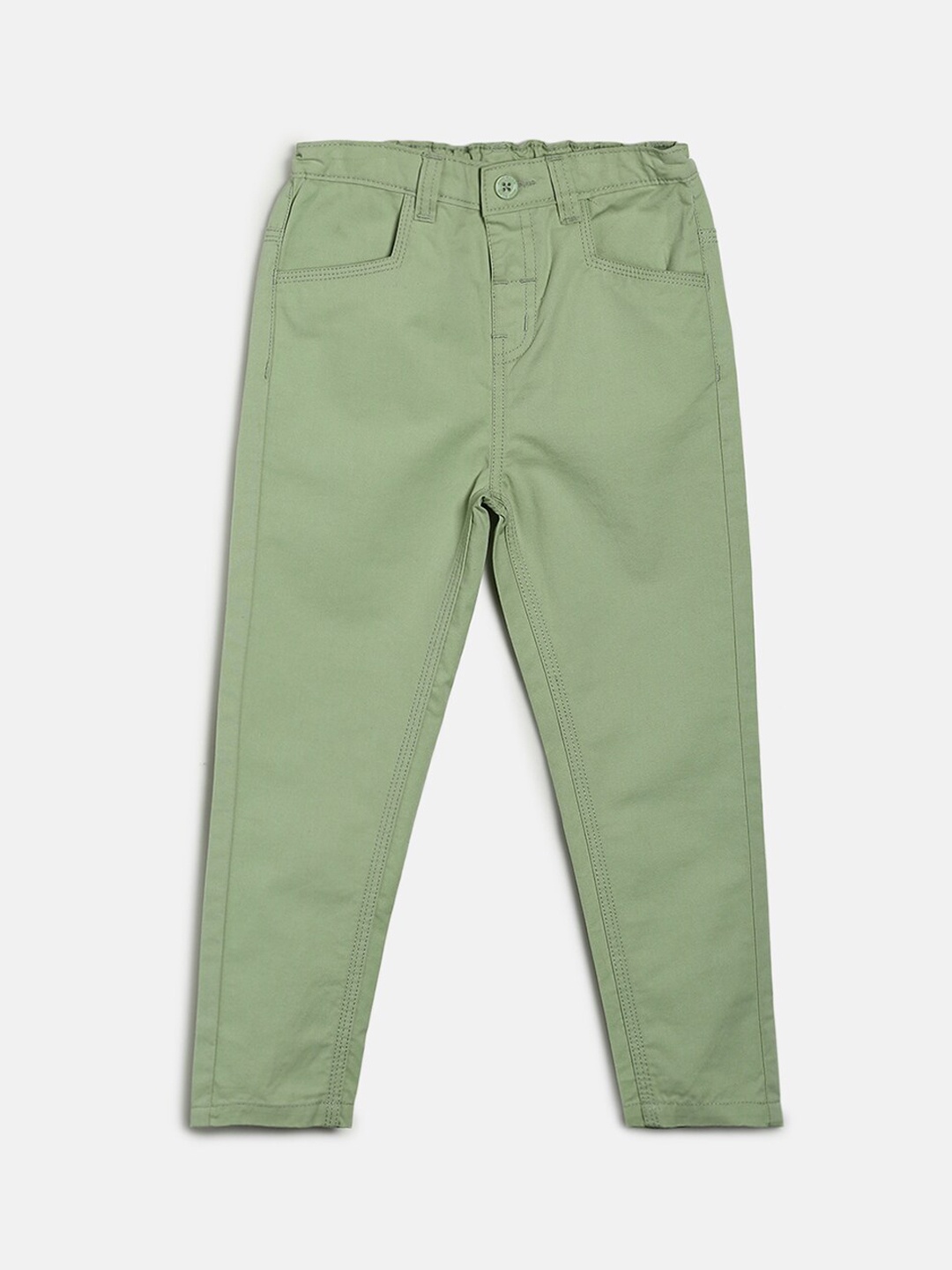 

MINI KLUB Kids-Boys Green Solid Chinos Trousers