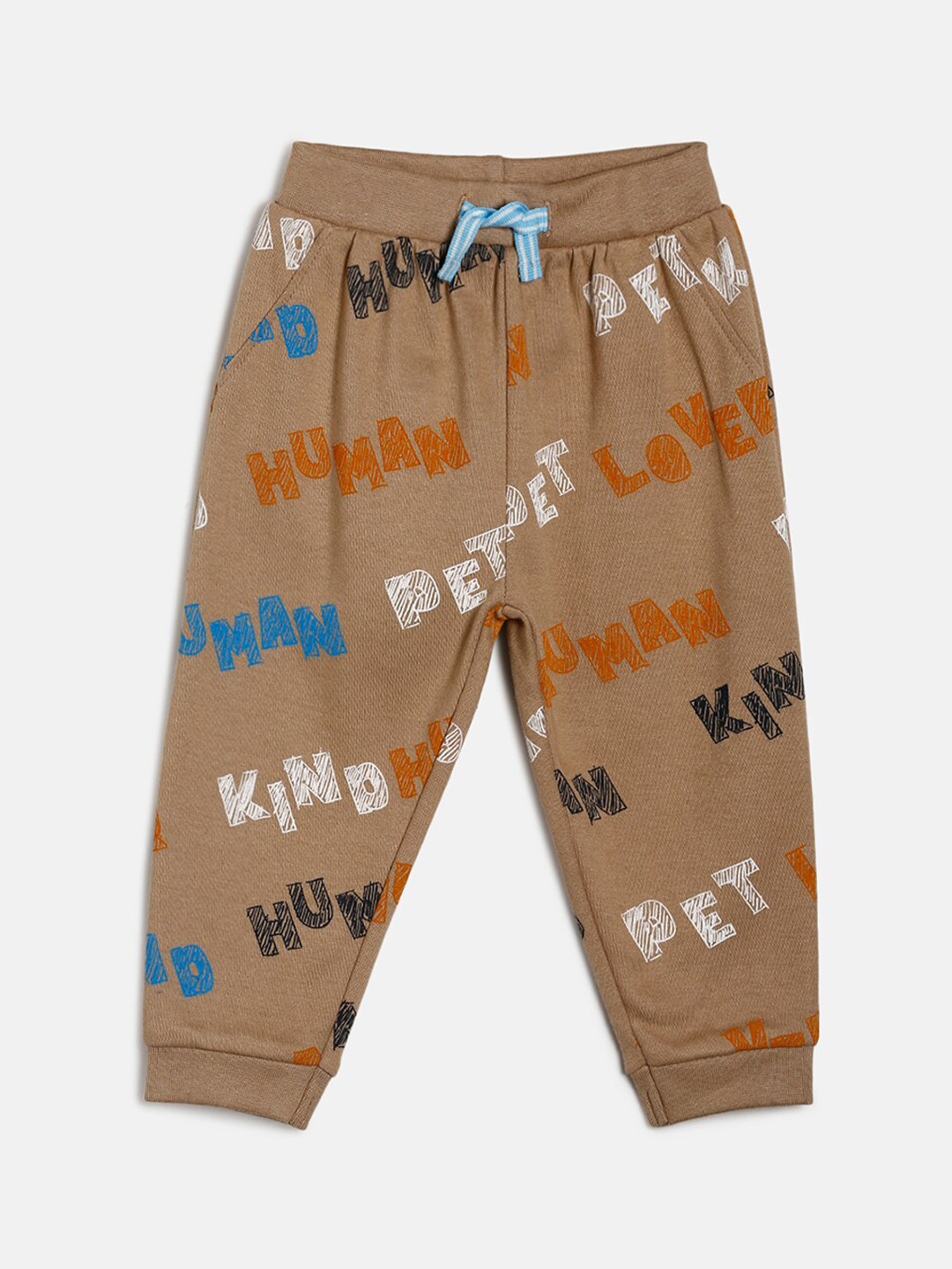 

MINI KLUB Infants Brown & White Printed Pure Cotton Joggers