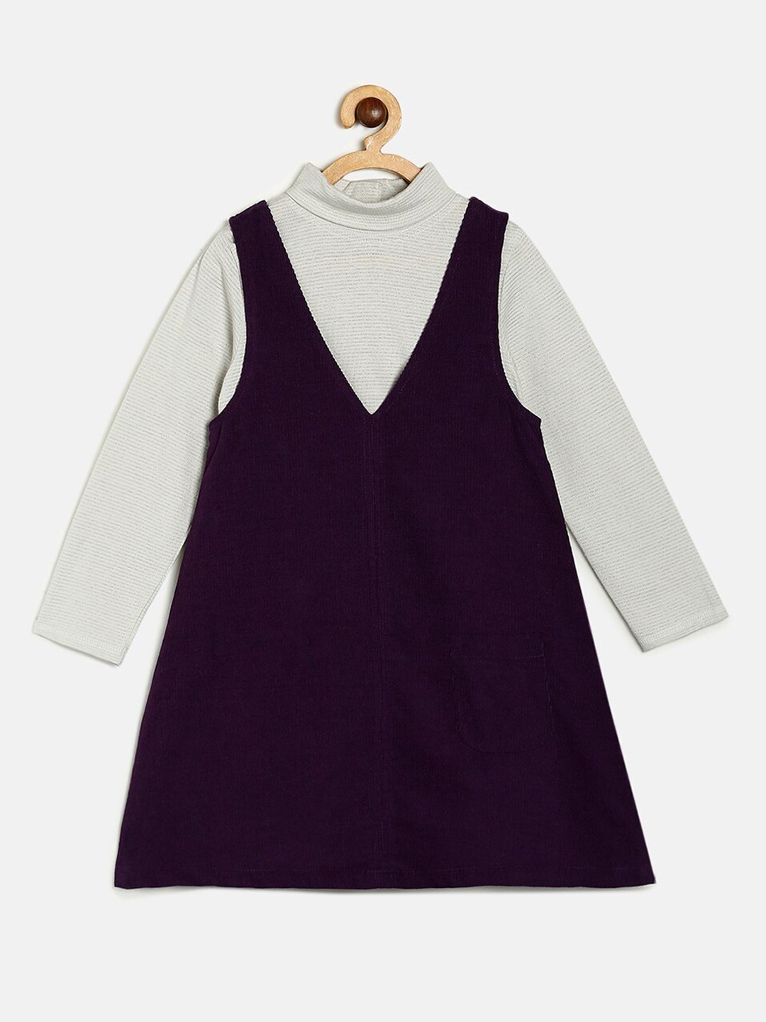 

MINI KLUB Girls Purple & White Cotton A-Line Dress Set