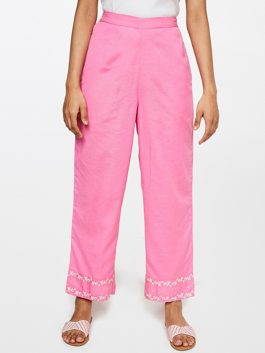 

Global Desi Women Pink Straight Fit Trousers
