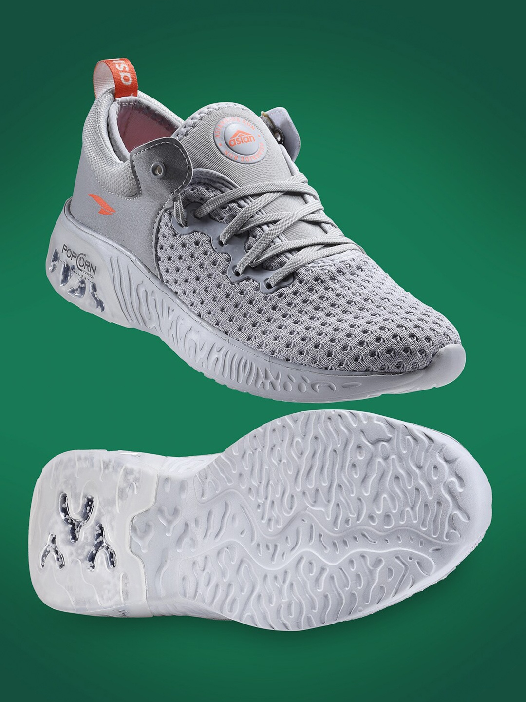 

ASIAN Men Grey Mesh Running Non-Marking Sports Shoes