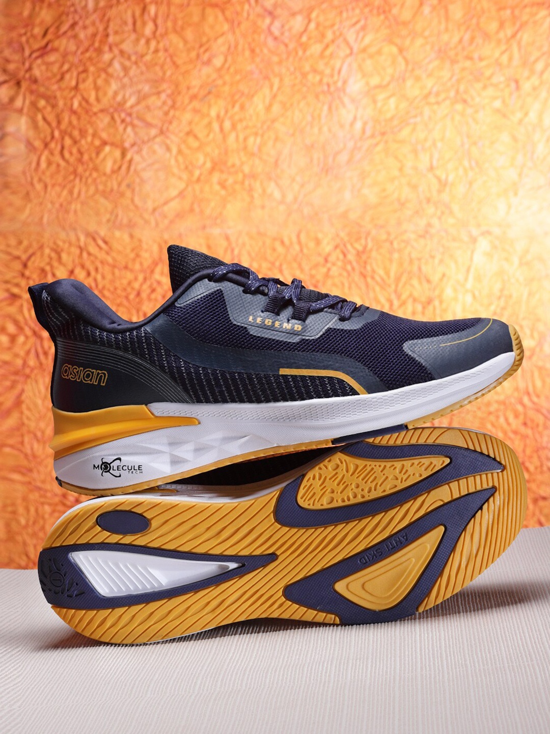 

ASIAN Men Navy Blue Mesh Running Non-Marking Shoes