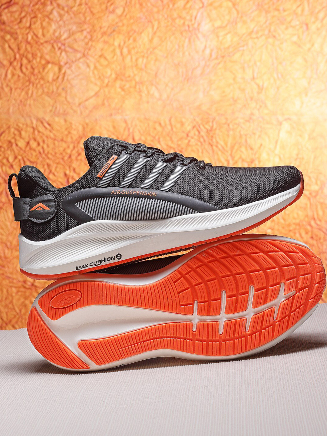 

ASIAN Men Black Mesh Running Non-Marking Shoes