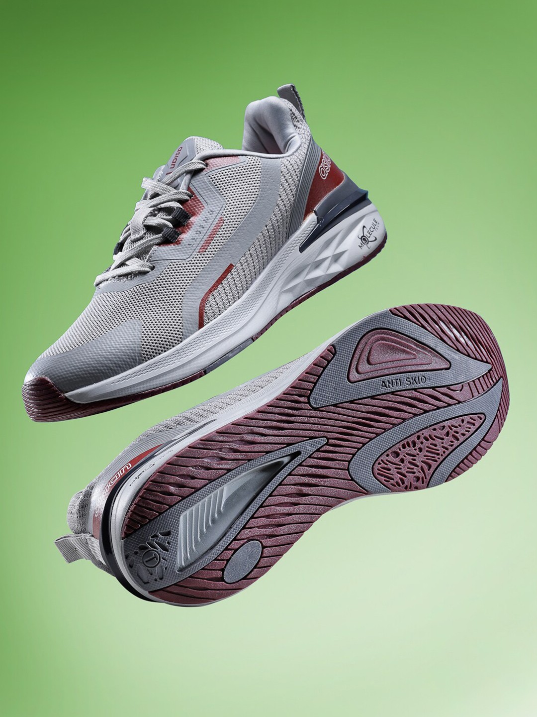 

ASIAN Men Grey Mesh Running Non-Marking Shoes