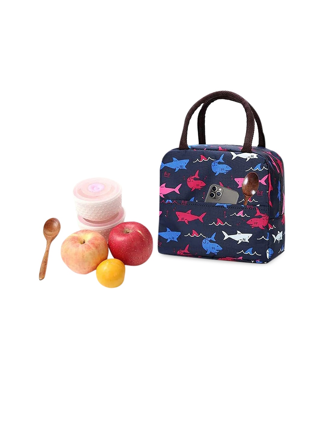 

HOUSE OF QUIRK Blue Printed Insulated Lunch Bag