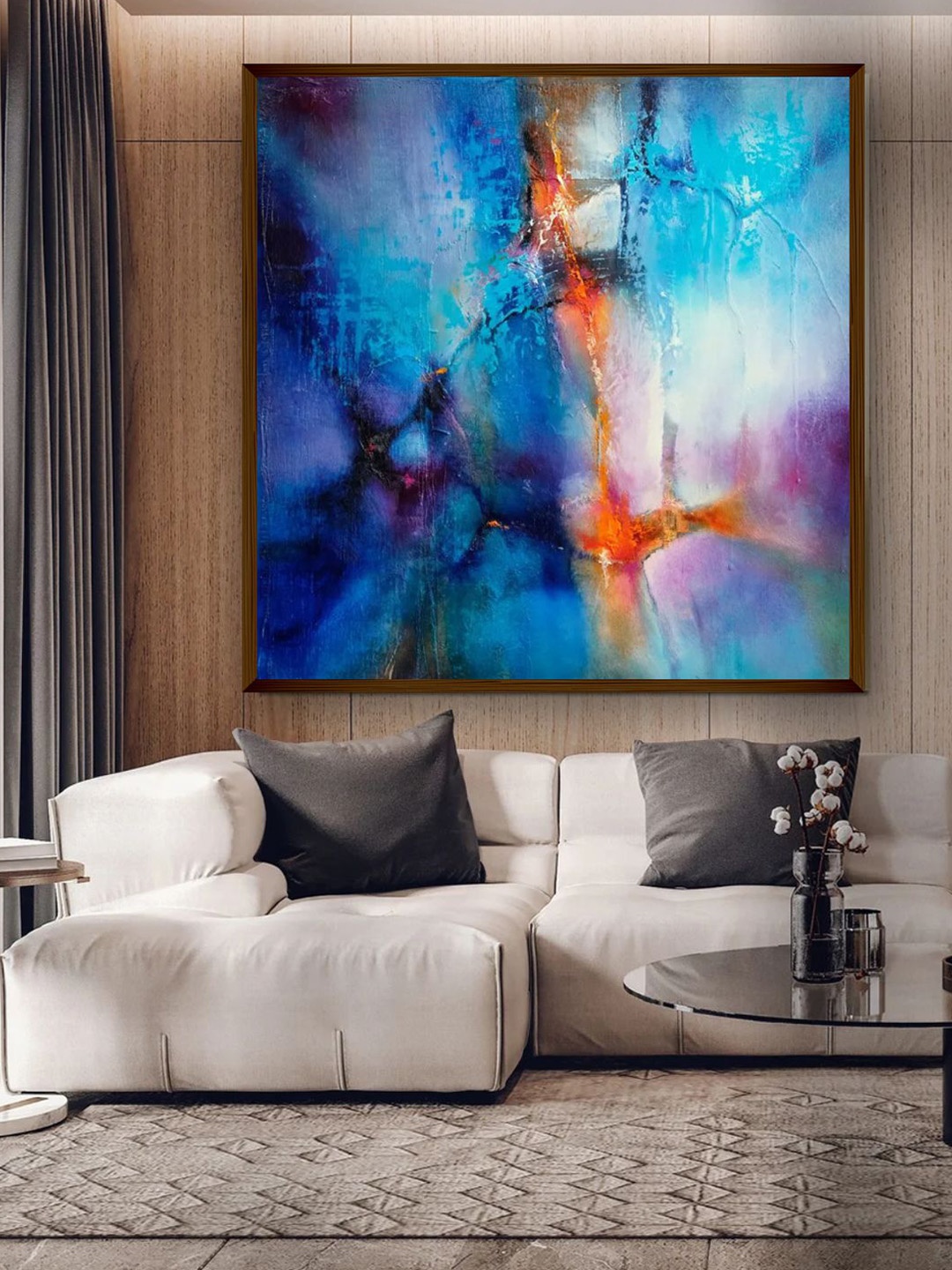 

The Art House Blue & Red Abstract Printed Painting Wall Art