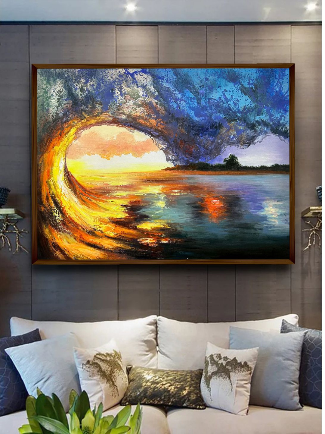 

The Art House Blue & Orange Abstract Painting Wall Art