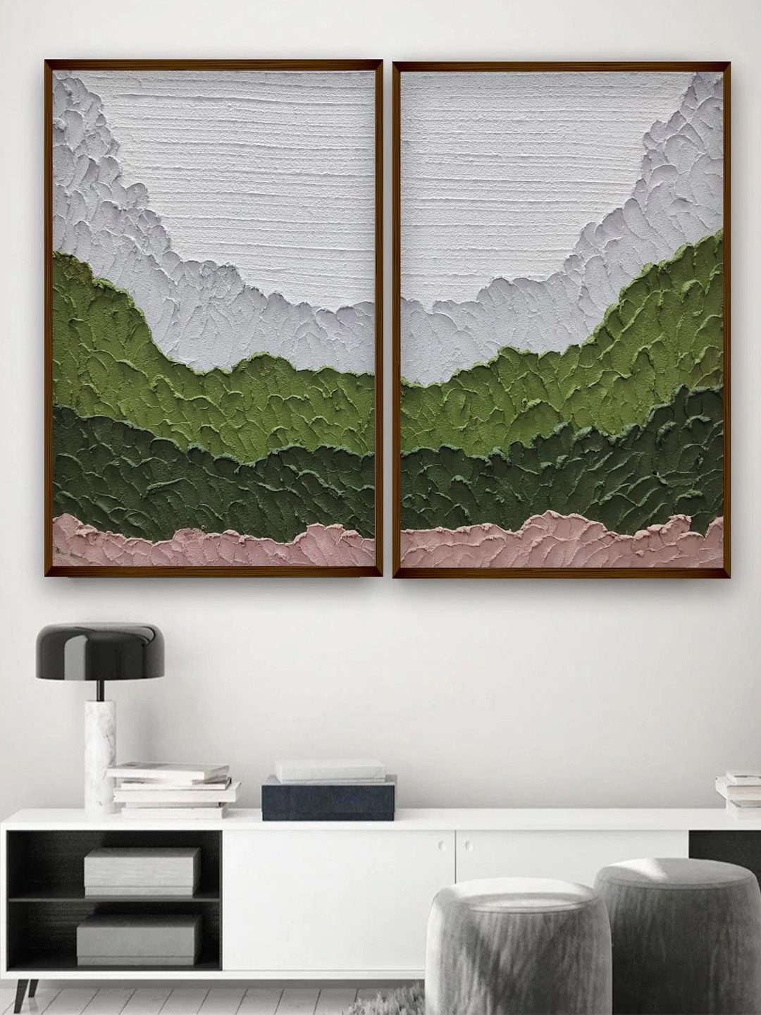 

The Art House Green & White Abstract Framed Wall Painting
