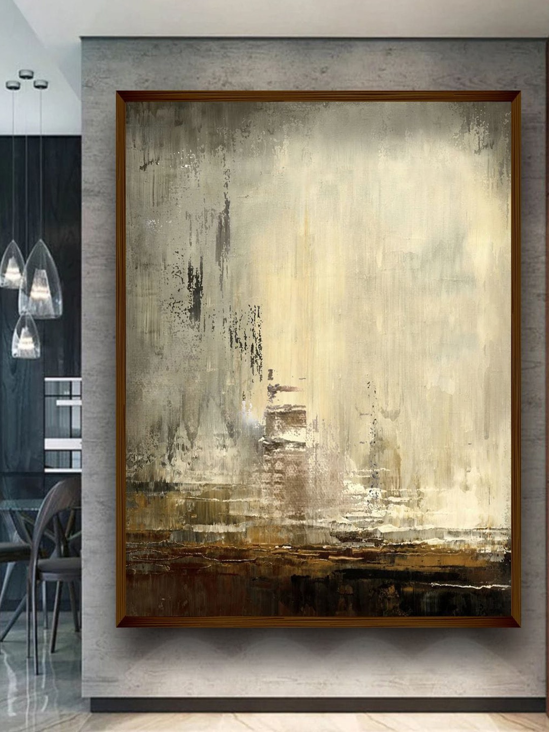 

The Art House Brown & Cream Abstract Painting Wall Art