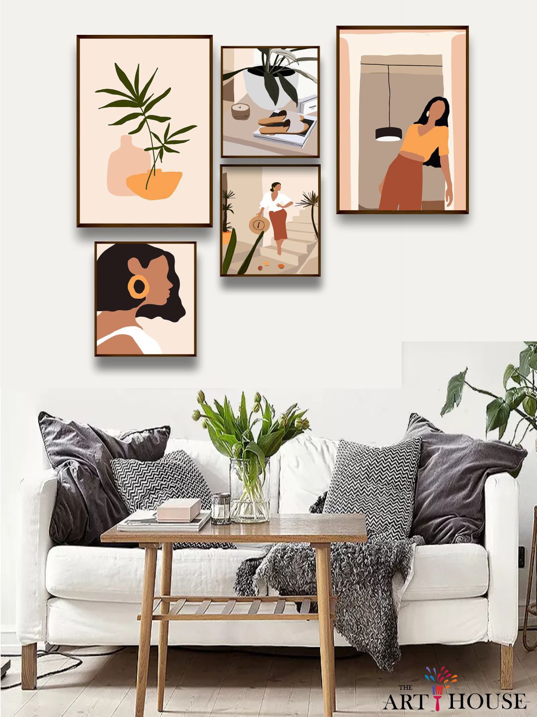

The Art House Set Of 5 Brown & Beige Abstract Painting Wall Art