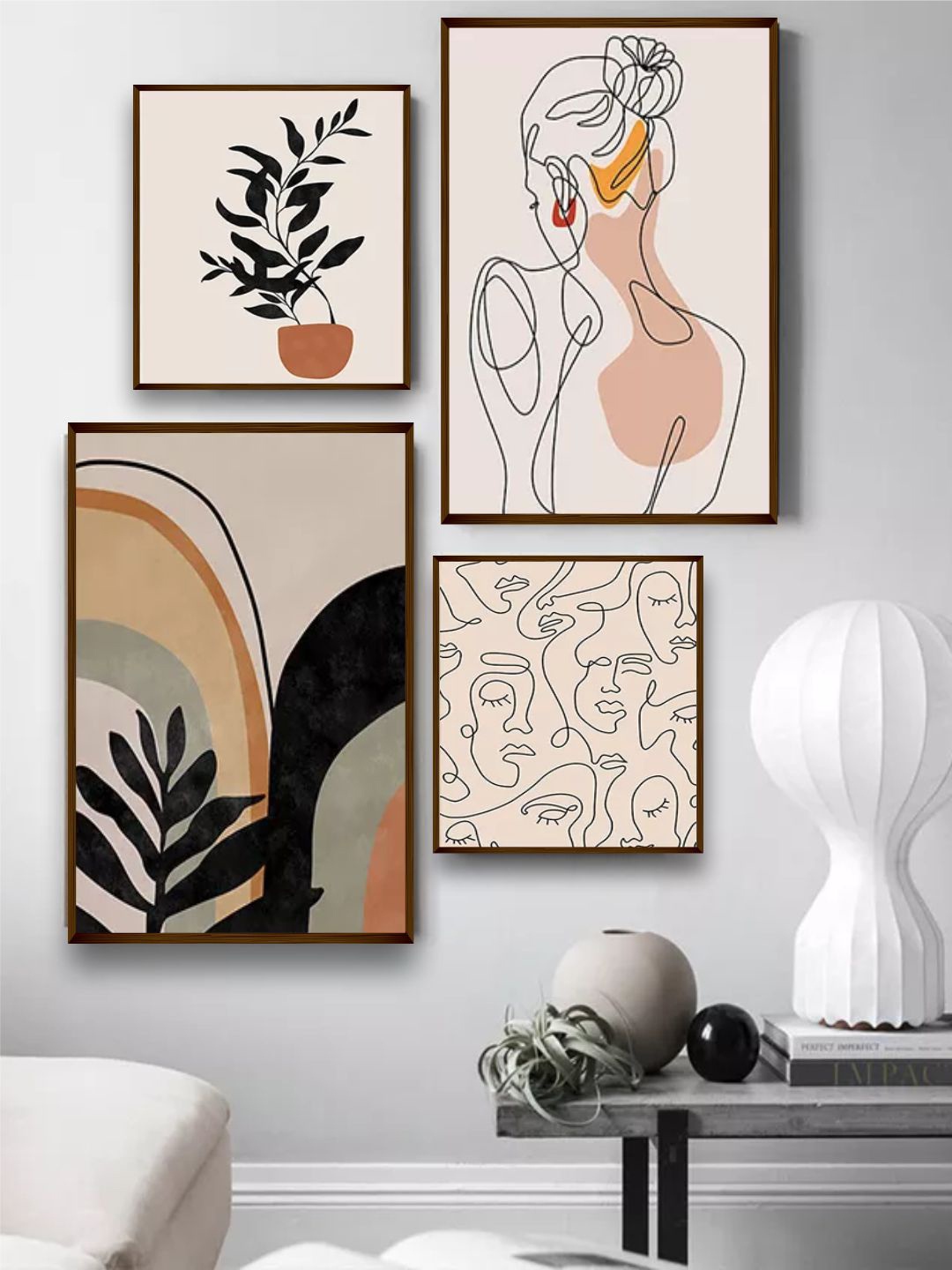 

The Art House Set Of 2 Beige & Black Abstract Framed Wall Painting