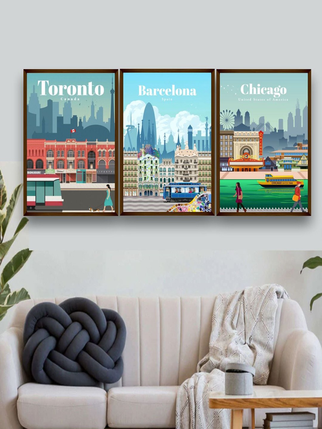 

The Art House Blue Set Of 3 The Art House Abstract Painting Wall Art