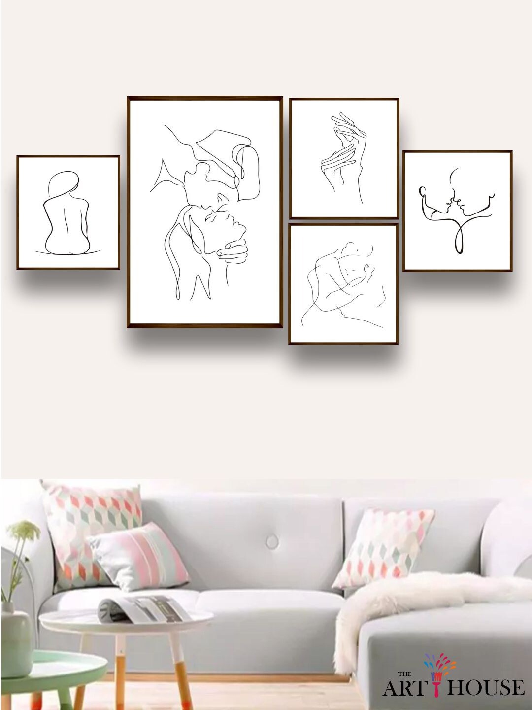 

The Art House Set Of 5 White & Black Abstract Painting Wall Art