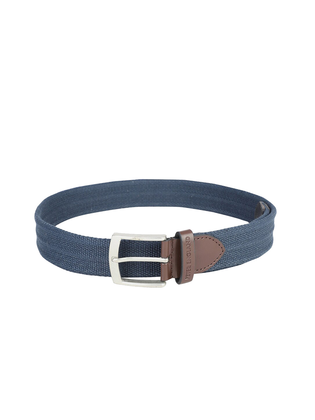 

Peter England Men Navy Blue Textured Leather Belt
