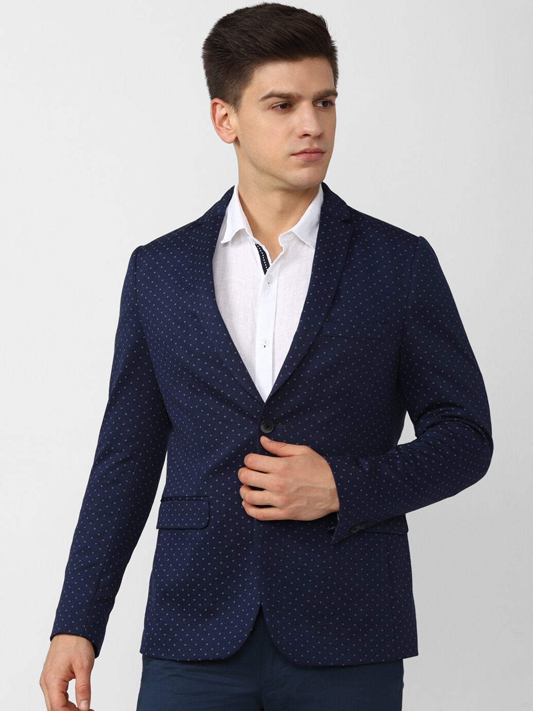 

Van Heusen Sport Men Navy-Blue Printed Slim-Fit Single-Breasted Blazer