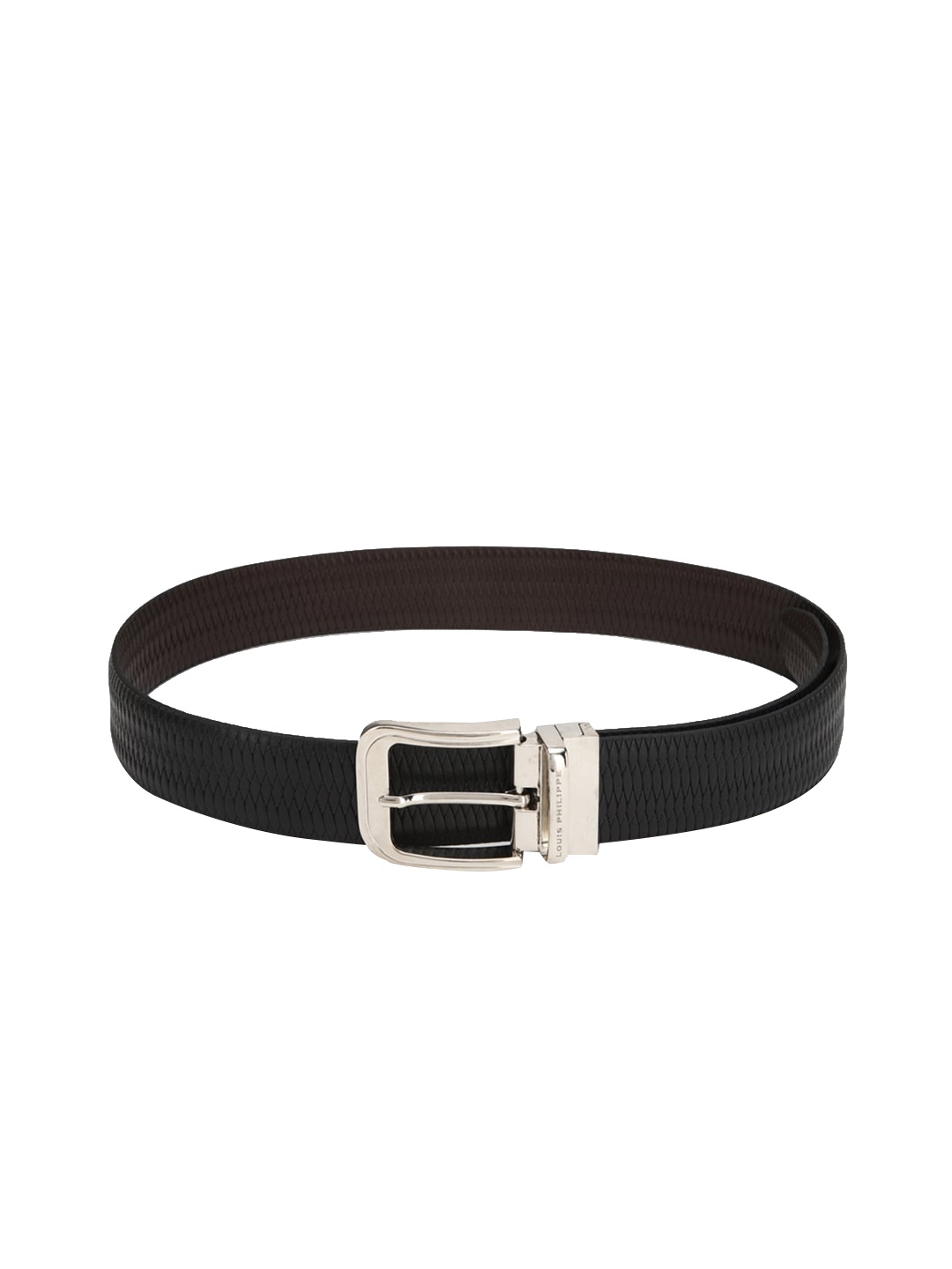 

Louis Philippe Men Black Textured Reversible Leather Belt