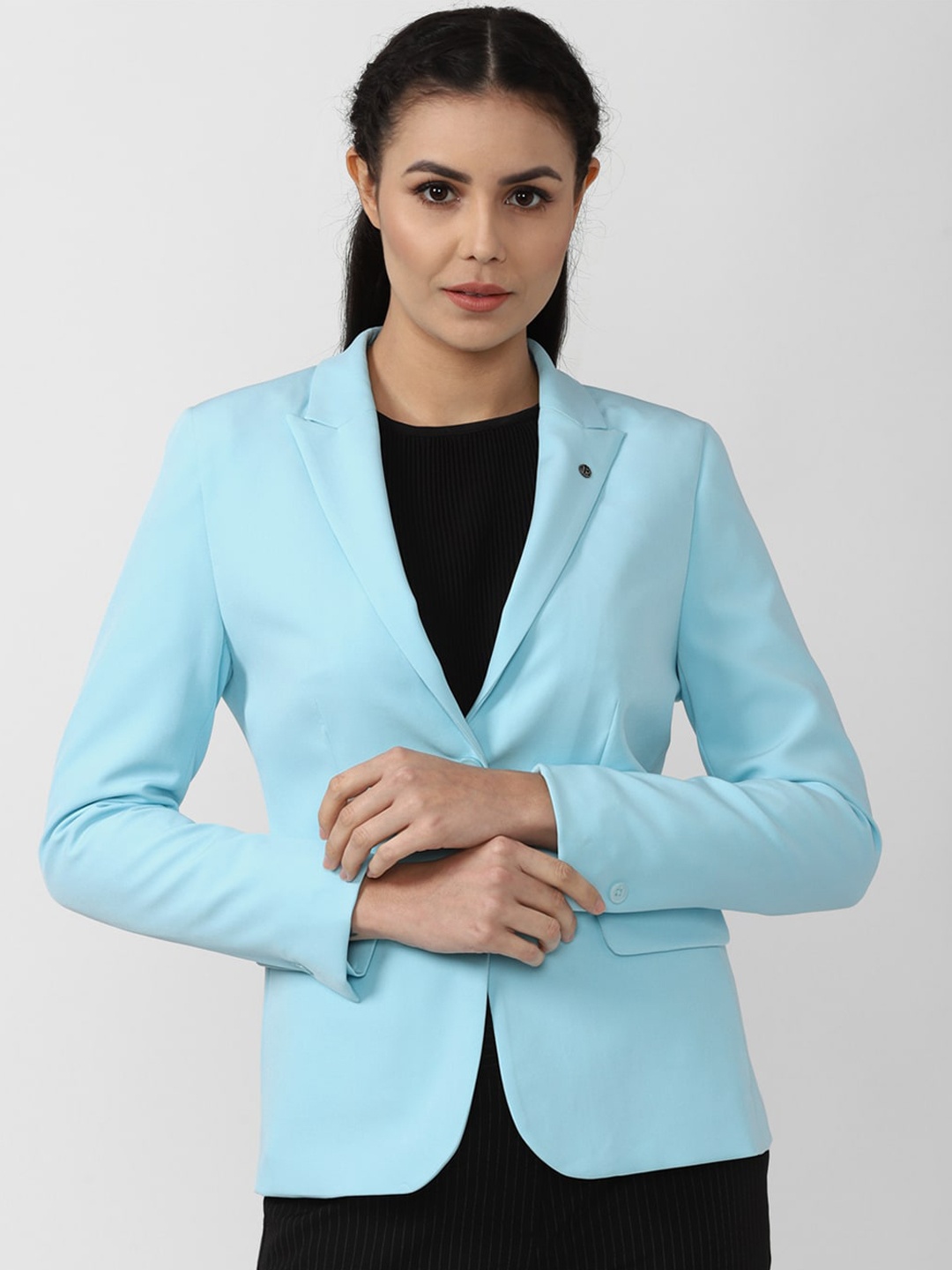 

Van Heusen Woman Women Blue Solid Single-Breasted Blazers