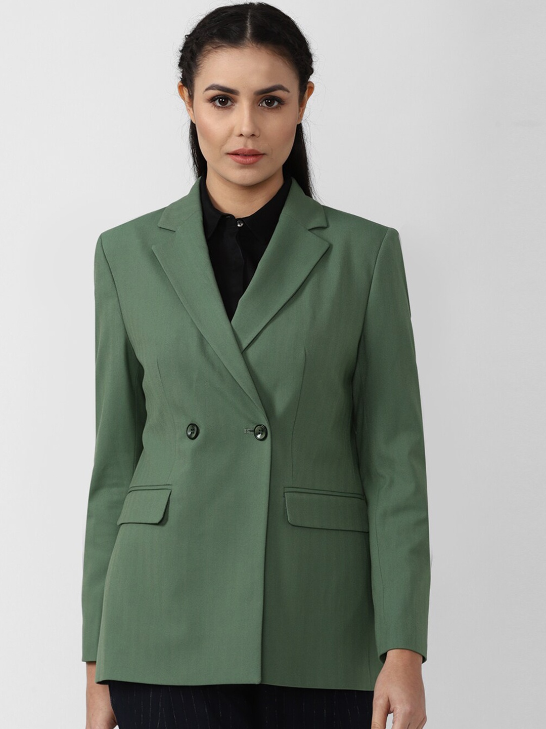 

Van Heusen Woman Green Solid Single Breasted Blazers