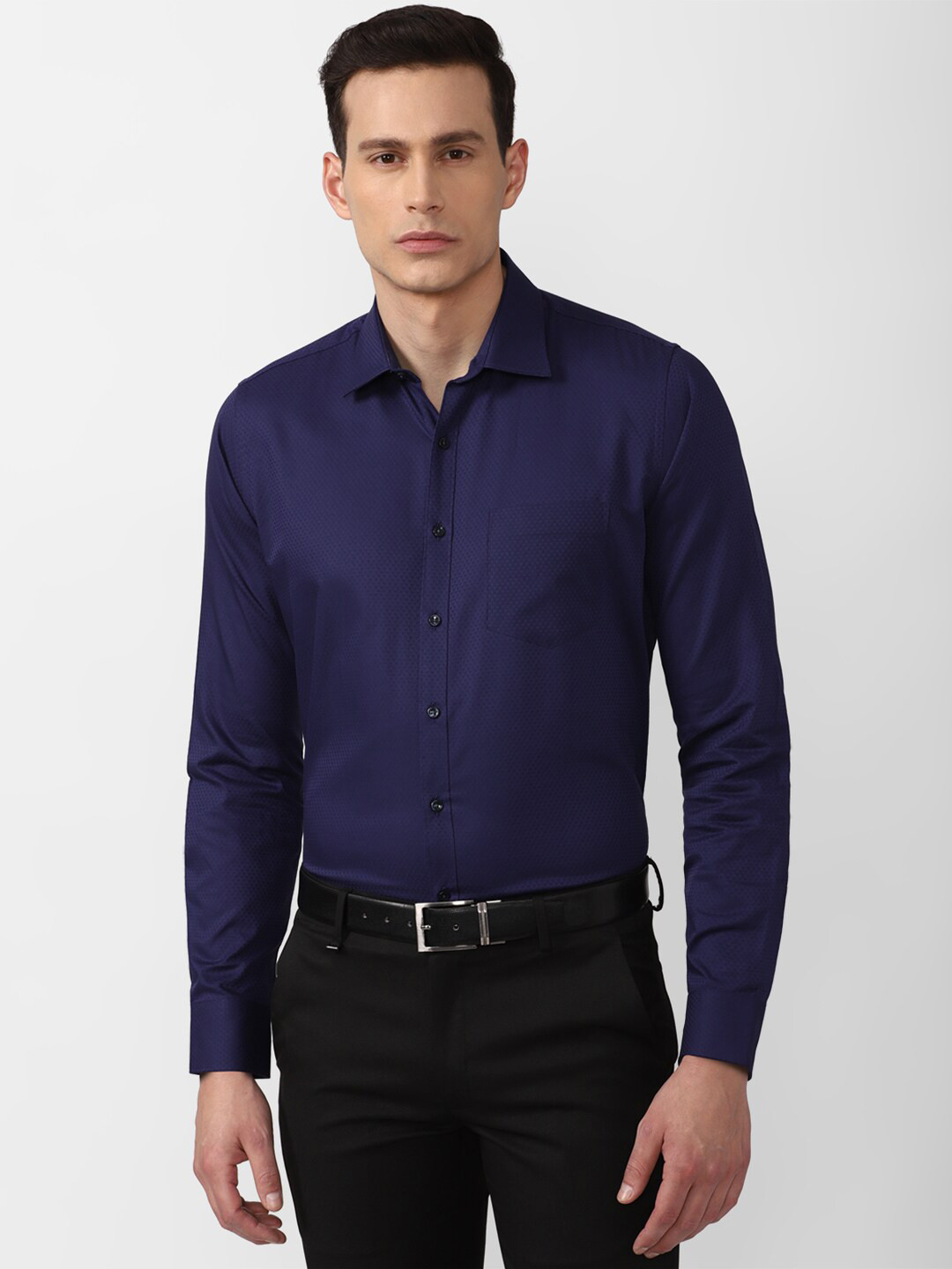

Van Heusen Men Navy Blue Slim Fit Formal Shirt