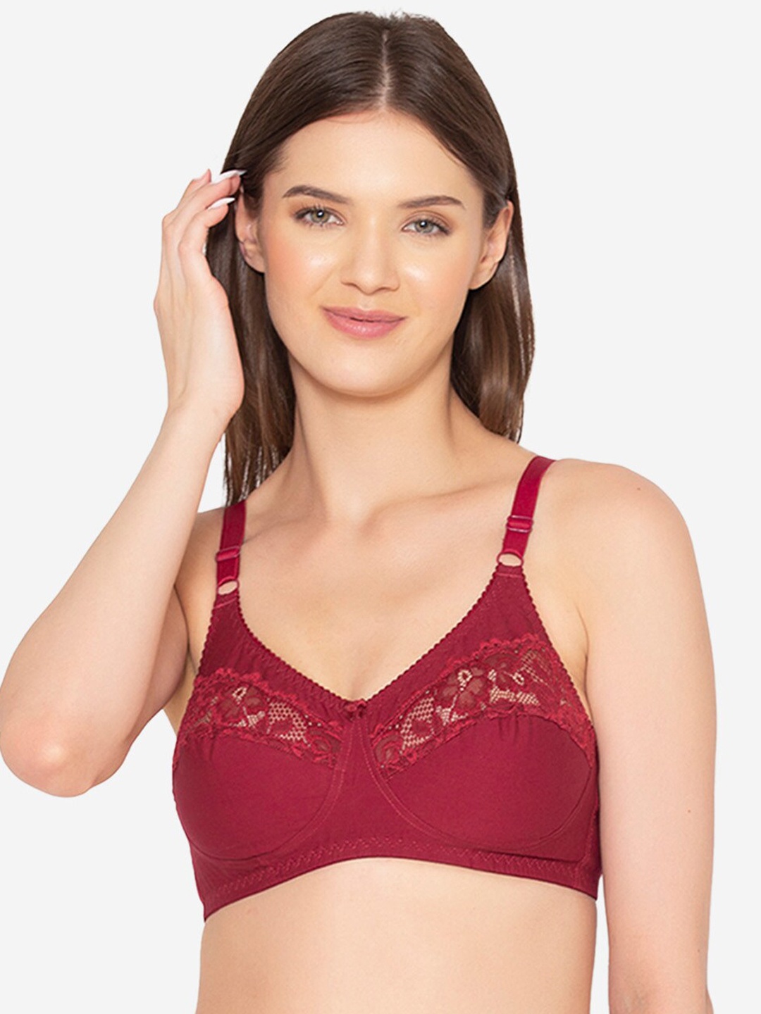 

GROVERSONS Paris Beauty Women's Cotton Full coverage Non-Padded Non-Wired Bra COMB02, Red