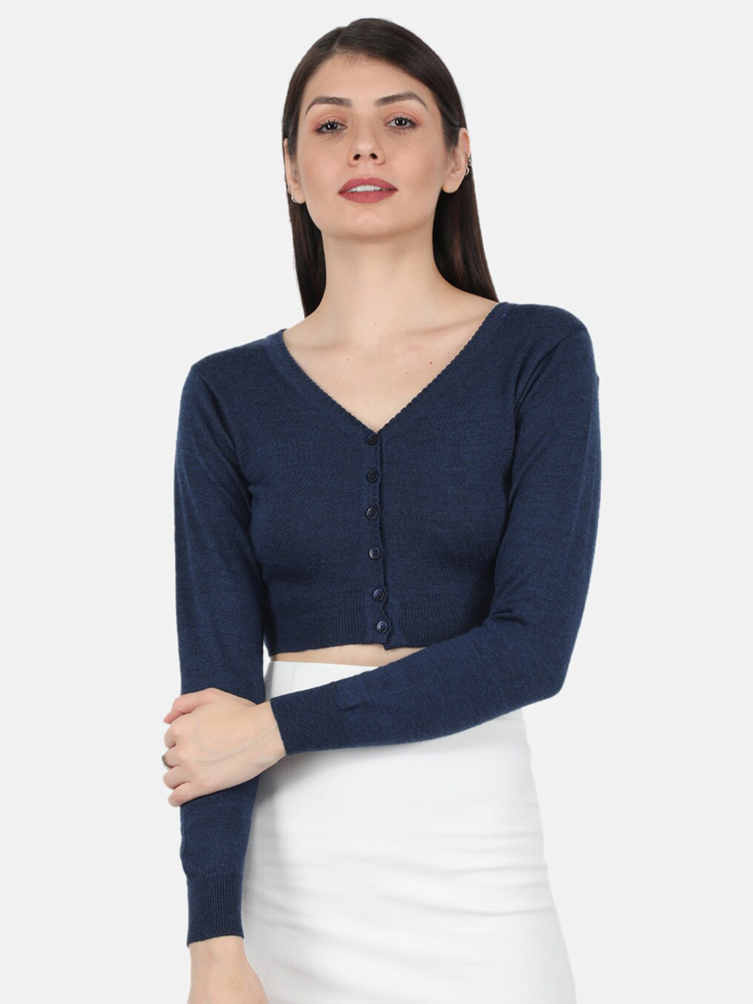 

Monte Carlo Women Blue Crop Cardigan