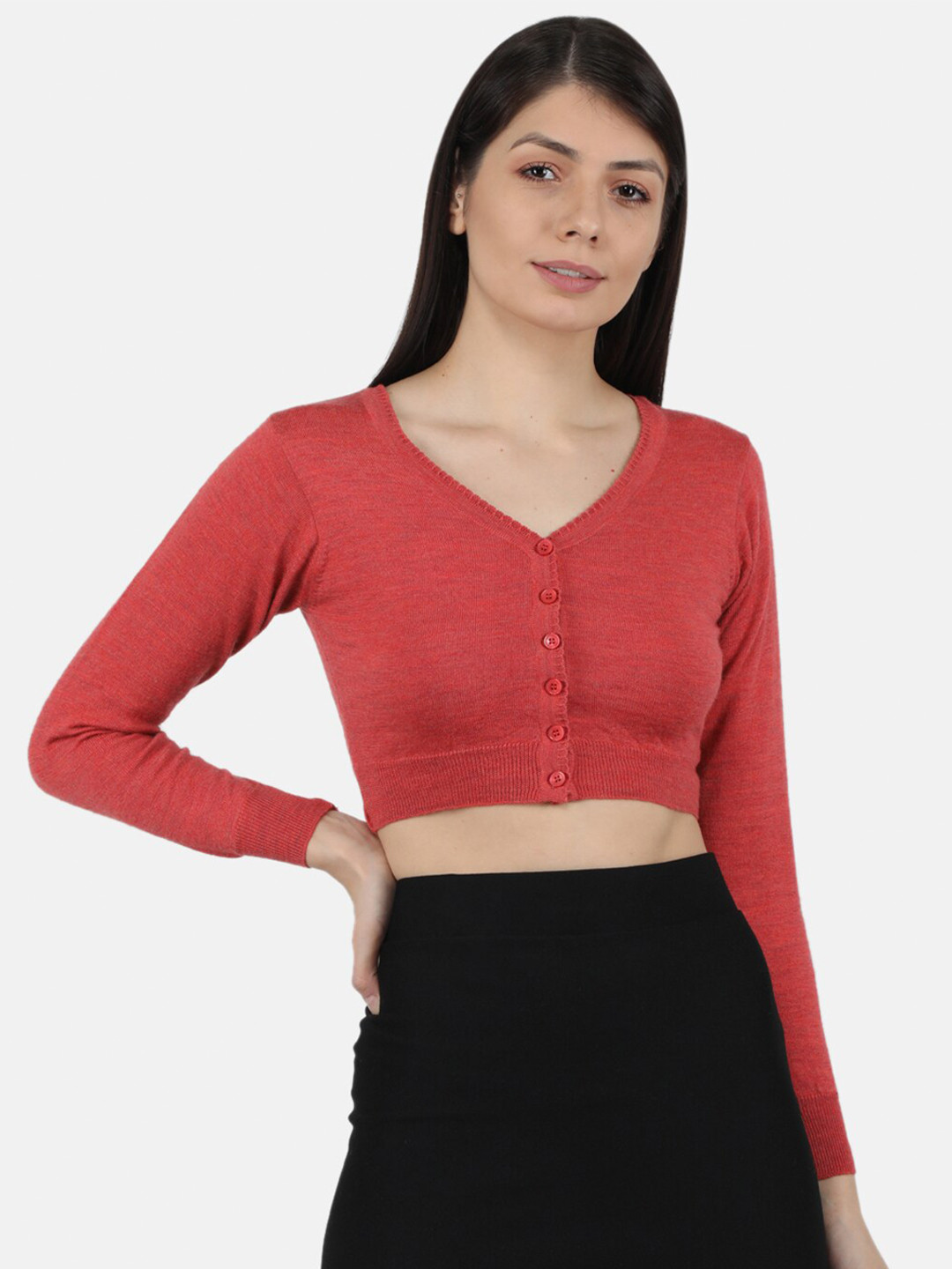 

Monte Carlo Women Red Crop Cardigan